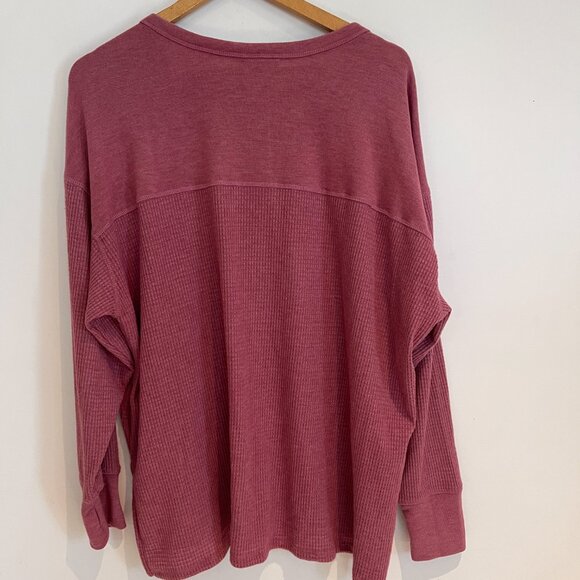 Devoted Women Pink Long Sleeve Henley Soft Warm Waffle Knit Shirt Size 2X - Picture 2 of 3